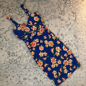 Floral Body Con Midi Dress - Size M
